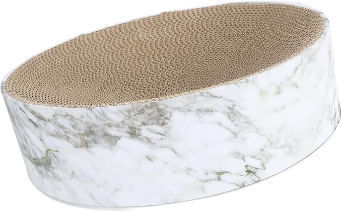 Round Cat Scratcher Bed, Corrugated Paper Furniture Protector, Marbling Bowl Shape, Suitable for Medium Large Cats, Multifunctional Lounge Pad