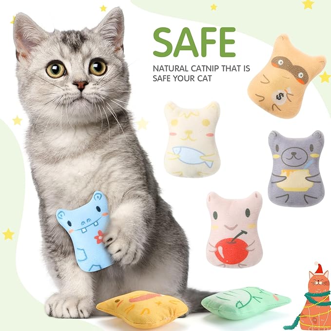 Gejoy 20 Pack Catnip Toys for Indoor Cat Plush Kitten Cat Chew Toys Catnip Kitten Entertaining Interactive Safe Teeth Cleaning Dolls(Charming)