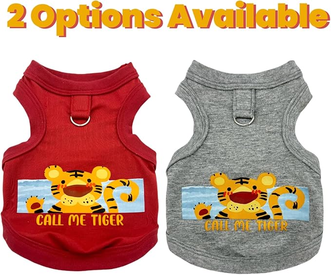 Handmade Tiny Pet Shirt, Cotton & Elastic Clothes for Small/Teacup/Newborn Cats and Dogs, Rabbits (XXS (1.5-3 lbs), Tiger (Red))