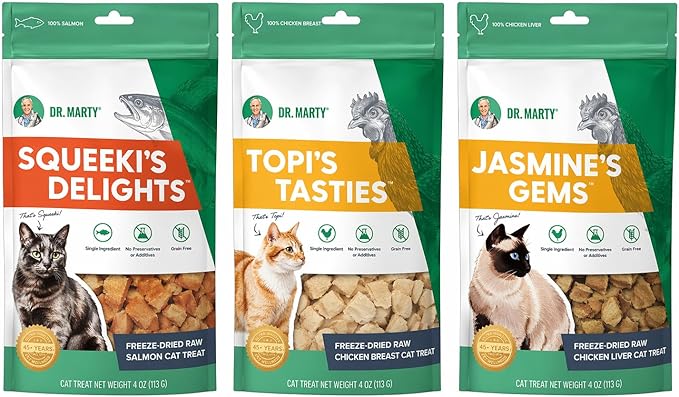 Dr. Marty's Raw Cat Treat Bundle - Salmon, Chicken Breast & Liver