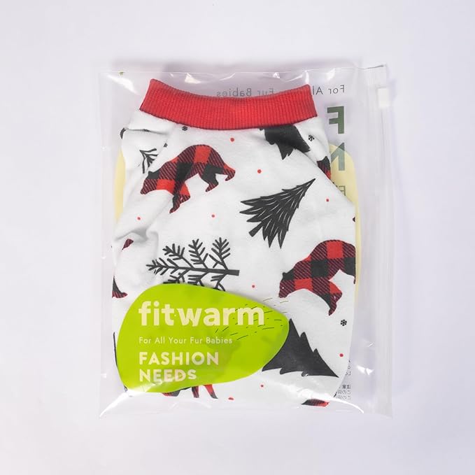 Fitwarm Reindeer Dog Christmas Pajamas, Winter Doggy Clothes for Small Dogs Boy Girl, Fleece Dog Onesie with Feet, Holiday Pet Outfit, Black, White, Red, Medium