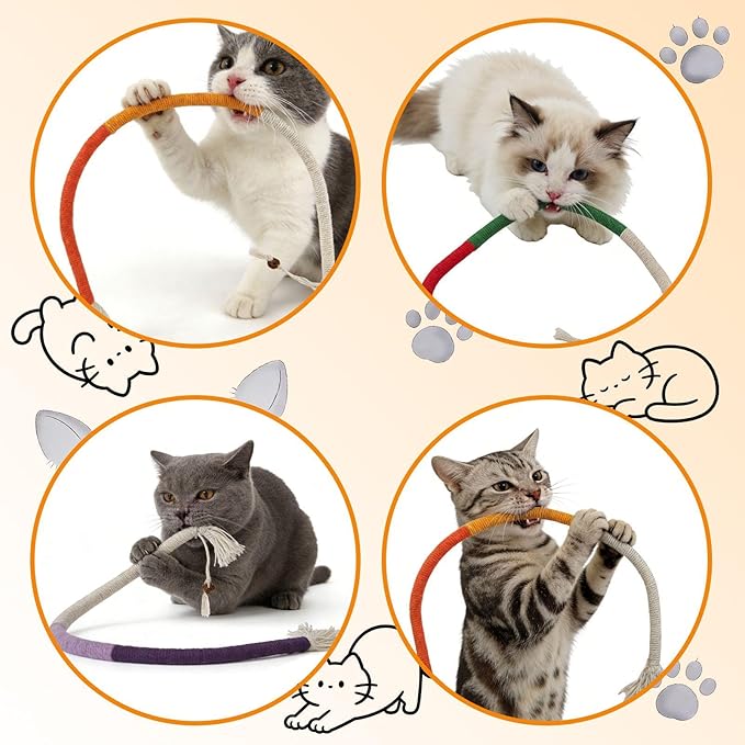 Cat Chew Ropes Toys for Indoor 6Pcs Cat Chew Toys with Refillable Natural Catnip Chew Toy for Safe Teeth Cleaning and Dental Care Interactive Kitten Nip Toys and All Breeds