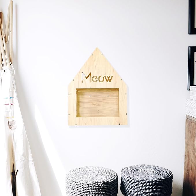 Personalized Cat House with Roof, Custom Cat Name for Cat House, Wooden Cats Bed for Two Indoor Cats, Cat Pods, Wood Furniture for Sleeping Playing Scratching, Your Pet Gift Decor