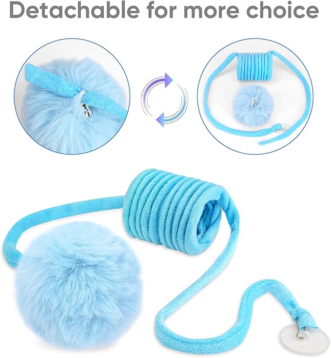 Cat Spring Toys, Self-Play Hanging Stretchable Cat Spring with Bell, 3 Pack Soft Plush Interactive Cat Toys for Indoor Cats Kitten Chasing and Playing