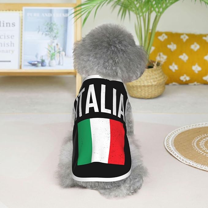 Vintage Italia Flags Italy Italian Flag Dog Shirts Sleeveless Puppy Cotton T-Shirts Breathable Dog Clothes Pet Apparel Tank Top Pullover Doggy Cozy Canine Wear for Small Dogs Cats Blue Small
