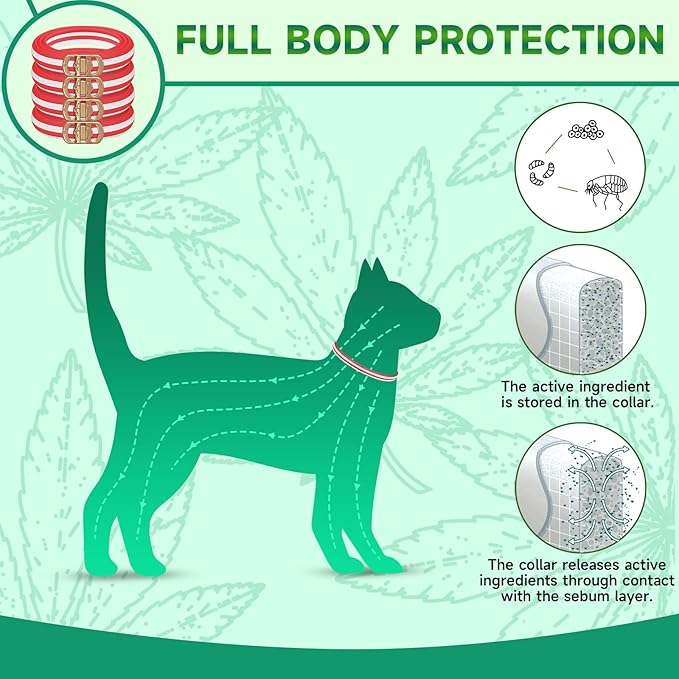 Flea Collar for Cats, 4 Pack Flea and Tick Prevention for Cats, 32 Months Cat Flea Treatment, Adjustable Cat Flea Collars, Waterproof Cat Flea and Tick Treatment Collar, Flea Treatment for Cat