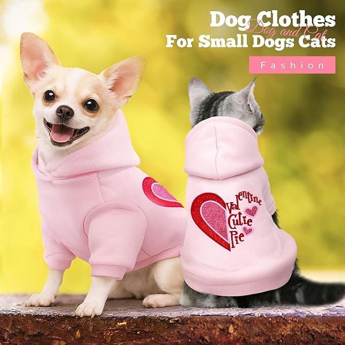 ABRRLO Small Dog Hoodie Clothes Cute Pink Fleece Dog Sweater for Small Dogs Cats Girl Warm Puppy Sweatshirt with Leash D Ring Fall Winter XS Pet Outfits Chihuahua Yorkie Shihtzu Clothing(Cutie Pie,L)
