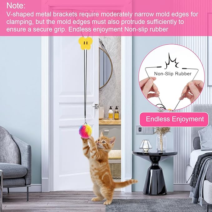 Cat Door Toy Interactive Cat Toys Door Hanging Cats Toys Cat Teaser Toy for Indoor Cats Kitten Exercise Self Play Toy Make Fun Excecise