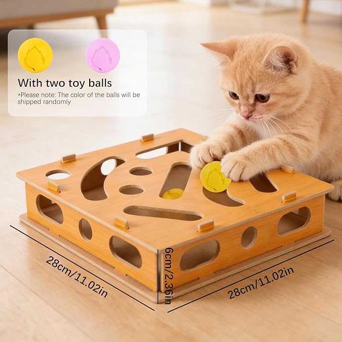 Cat Scratch Puzzle Enrichment Box,Maze Cat Nail File Enrichment Box,Interactive Cat Scratching Board,A Stress-Free Alternative to Nail Trimming,with Built-in Bell Ball for Indoor Cats