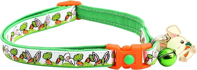 Easter Cat Collar | Safety Breakaway Collar | Adjustable Large Size or Kitten (Bunny Ears on White, Large(10lbs & Up))