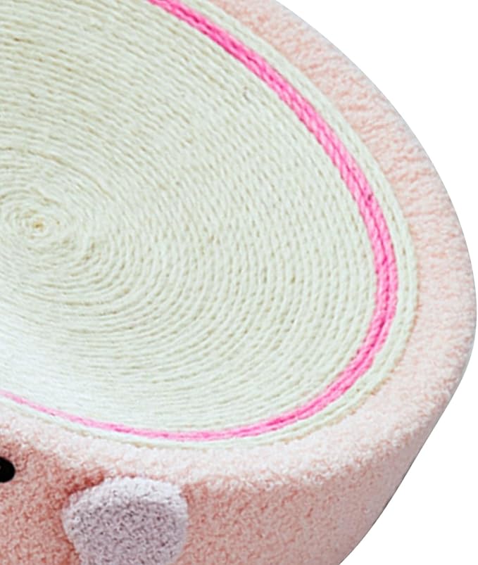 Cat Scratcher Bed Round Sisal Cat Scratcher Cardboard Cat Scratcher Lounge Bed Cat Scratcher Bowl Nest with Cartoon Pattern for Couch Carpets Sofas Protector (Pig)