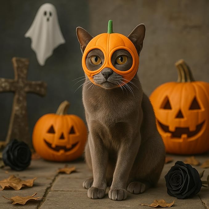 3 Pcs Pumpkin Cat Hats & 2 Pcs Bow Tie Set,Halloween Costume for Cats,Halloween Party Cosplay Dress Up Photo Props