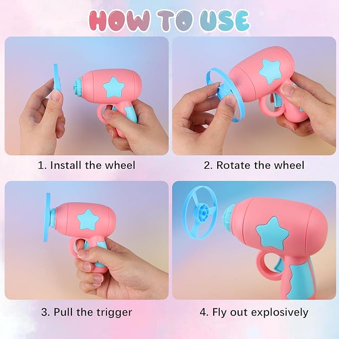 Bamboo Dragonfly Catapult Launcher, Interactive Cat Toy & Outdoor Flying Saucer Blaster, Glowing LED Flying Disc Launcher for Pet Exercise & Night Play, Fun Gift for Cat Lovers & Hobbyists (Pink)
