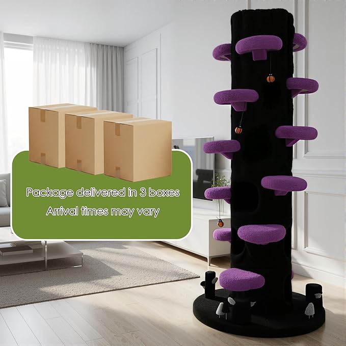 KAMABOKO Super Large Cat Tree for Indoor Cats, 90.5" Tall Cat Tower with Luxury Cat Condo, Cat Tree Tower with Soft Cushion, Scratching Board, Plush Platform& Top Perch