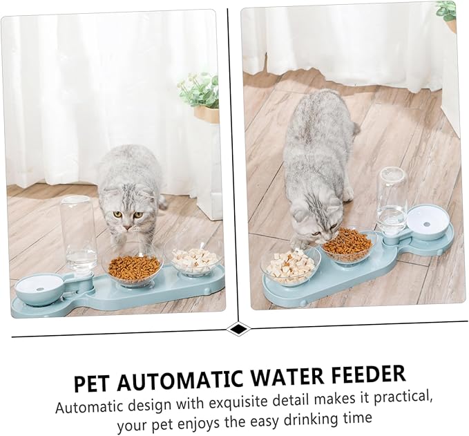 Yardwe Pet Automatic Water Dispenser Bottle with Tilt Double Bowls Transparent Design for Cats Capacity Lightweight and Practical Feeding