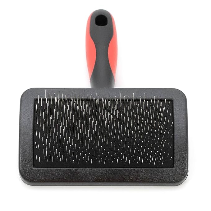 Jeffers Dual Level Pin Universal Slicker Brush for Dogs, Cats & Small Pets - Curved Grooming Brush with Long & Short Pins for Shedding, Detangling, Finishing - Remove Mats & Dead Coat - Medium