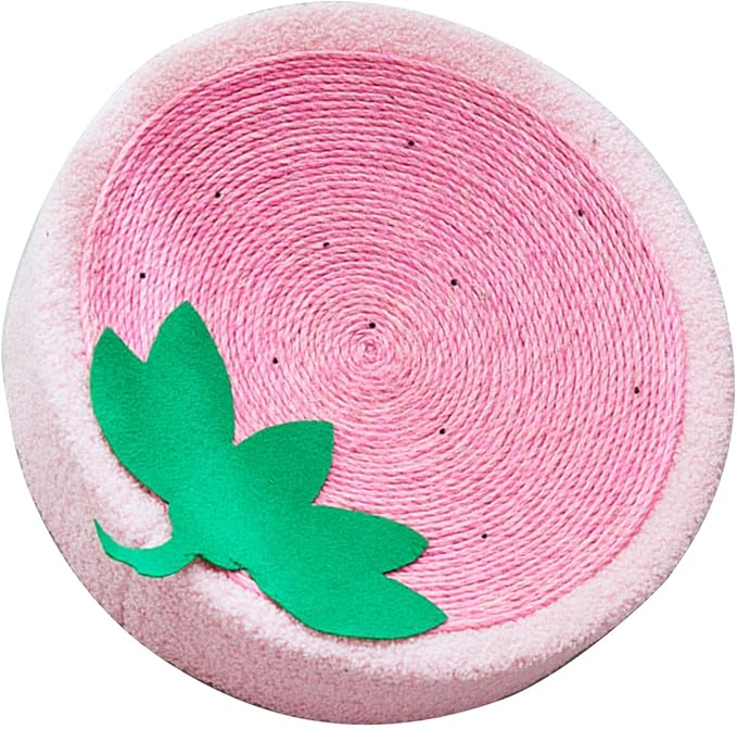 Semme Premium Sisal Cat Scratcher Bed with in One Design Round Shape Lounge for Claw Sharpening Furniture (Strawberry)