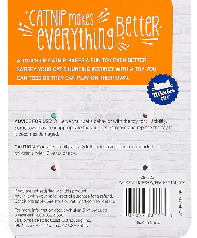 Sparkle Fish & Feathers Cat Nip Toy – 2 Pack