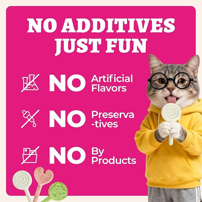 Wellix Freeze-Dried Treats for Dogs and Cats - Cat Grass, Dragon Fruit, Goat Milk Flavor 21pcs, Lollipop Healthy Cat Treats, Chicken Recipe Cat Treats, Low Calorie Training Treats