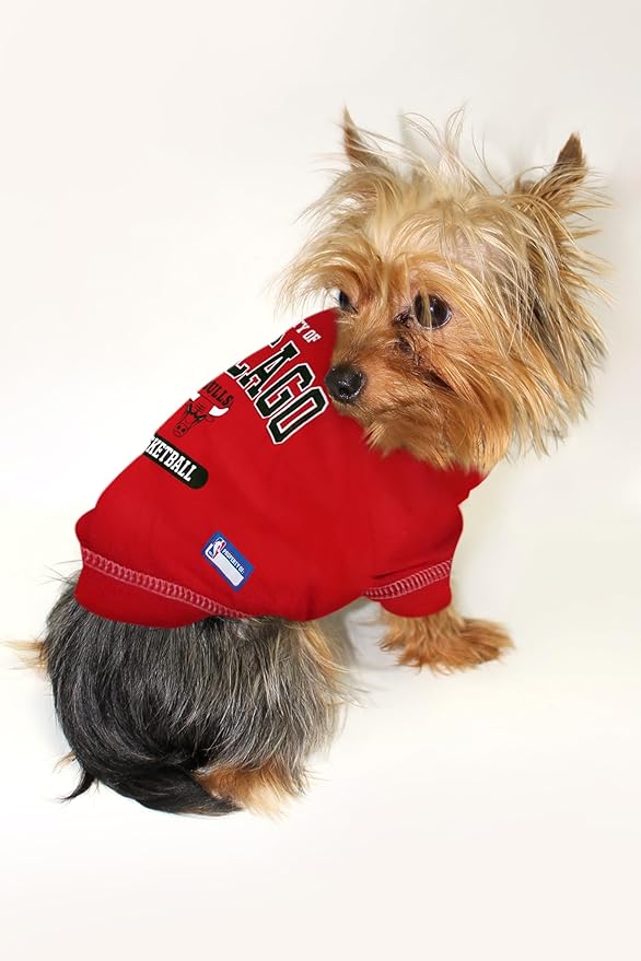 Pets First NBA Licensed Hoodies & T-shirt for Dogs & Cats, Chicago Bulls, Large