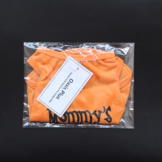 Oasis Plus Mommy's Boy Orange Pet T-Shirt Vest Outfits Clothes for X-Large Female Male Dog Cat Rabbit