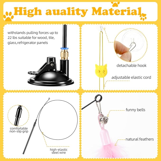 Leitee 40 Pcs Cat Toys Bulk 28 Interactive Cat Mom Feather Toy for Indoor, 5 Rustling Tassel Papers, 4 Hanging Door Kitten Toys, 1 Fish Feather and Reusable Suction Cup, 2 Kitten Teaser Wand