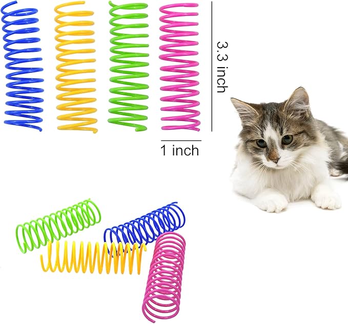 WishLotus Cat Toys for Indoor CatsInteractive 3.34in 4 Colors Cat Spring Toy, 8pc Big Springs Set Lightweight High Elasticity Cat Spiral Springs for Cats to Swat, Hunt to Kill Time (8pcs)