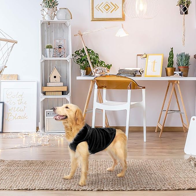 EXPAWLORER Dog Hoodie Fleece Sweater Vest, Hooded Dog Sweatshirt Fall Winter Pet Clothes with Leash Hole, Sleeveless Warm Cozy Puppy Clothing for Cat Small Medium Large Dogs Girl Boy, Black L