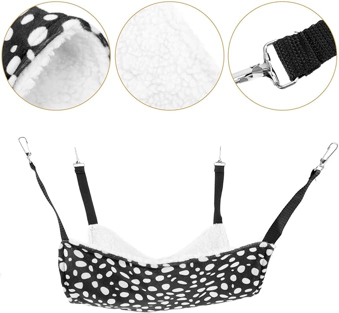BESPORTBLE Double-Sided Hanging Cat Hammock Breathable Mesh Pet Sleeping Bed Medium 35x35cm Black and White Dots for Indoor Cat Furniture