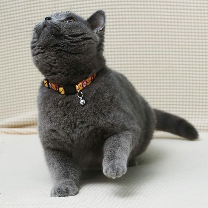 2PCS Breakaway Cat Collar with Cute Bell Adjustable Kitty Safety Collars Adjustable from 7-11 Inch (Red,Neck:7"-11")