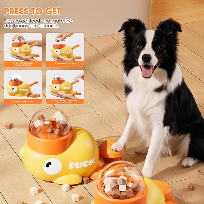 Dog Interactive Treat Dispenser Toy, Interactive Dog Toys Food Puzzle Slow Feeder, Duck-Shaped Cat Treat Dispenser for Training Small Cats,Dogs