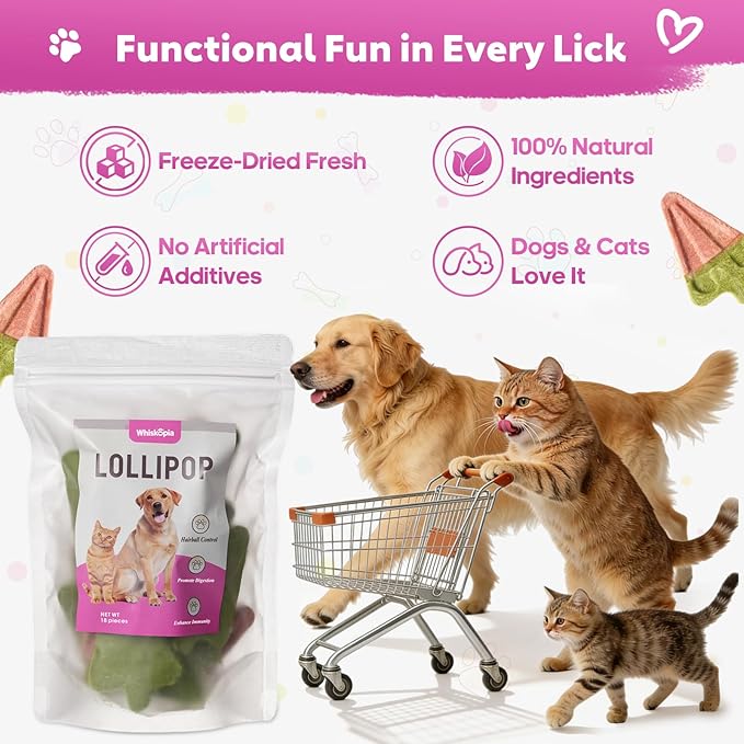 Freeze-Dried Dog & Cat Treats with Watermelon Shapes, Interactive Crunchy Snacks for Indoor Kitten, 100% Natural Chicken Traning Treats for Cat, Small & Medium Dogs, 18 Pack