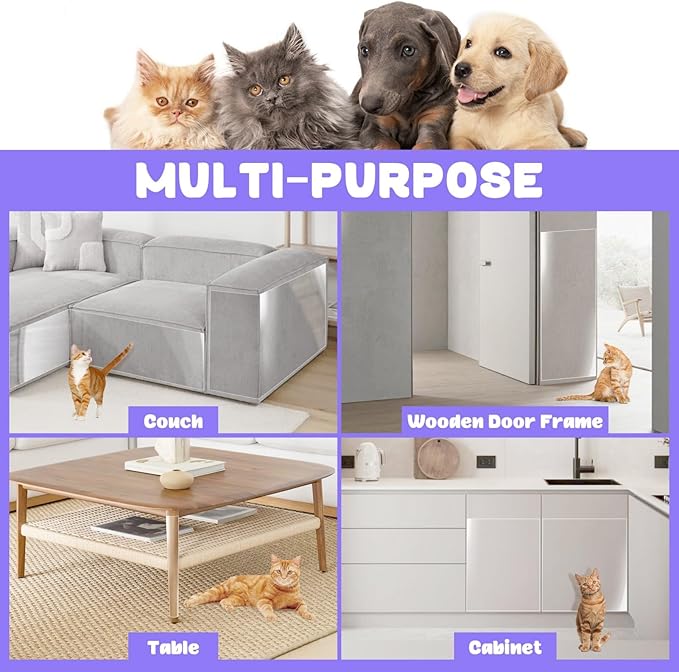 JINVOGREEN Cat Scratch Furniture Protector, 196.8" x 11.8" Couch Protector from Cat Claws, Thickened Transparent Self-Adhesive Furniture Protectors for Couch Protection from Cat Scratching