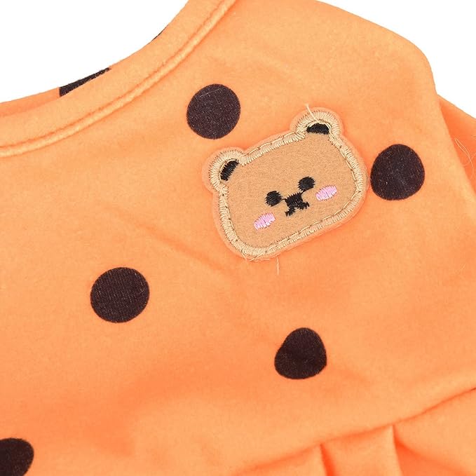 PAIDEFUL Polka Dot Dog Pajamas for Small Dogs, Lightweight Four-Leg Puppy One-Piece with Belly Coverage, Soft Pullover Sleepwear for Chihuahua Yorkie and Cats, Orange, L
