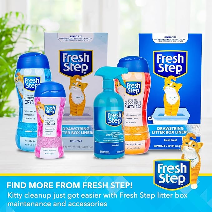 Fresh Step Charcoal Litter Box Pads with Activated Carbon for Odor Control, Ultra-Absorbent with Leak-Proof Bottom for Scrub-Free Cleanup, 16.9 x 11.4 Inches, 7 Count - 2 Pack