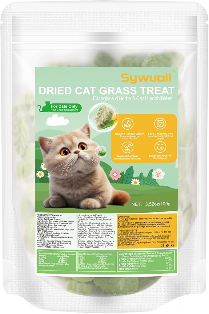 100g/3.52oz Cat Grass Treats, Cat Grass Teething Stick for Hairball Remove and Teeth Cleaning, Edible Cats-Grass Stick Snack