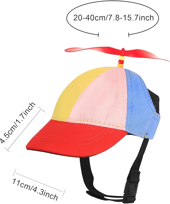 Pet Propeller Hat Cat Dog Colorful Pet Sun Protection Adjustable Baseball Cap Rainbow Pet Spinner Hat Funny Puppy Kitty Baseball Cap