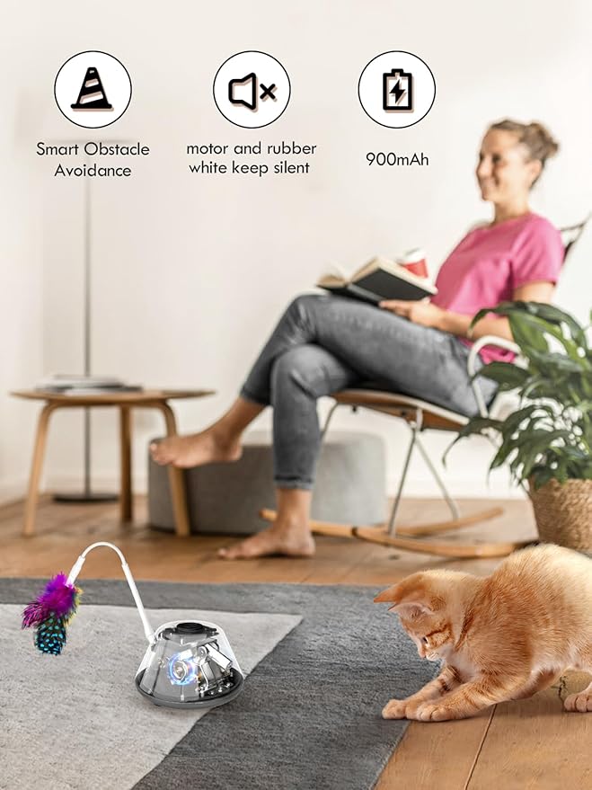 3-in-1 Cat Laser Toy, Cat Toys, Interactive Cat Laser Toy,3 Speed Play Modes,Smart Standby,USB Powered,Rubber Wheels for Adult Cats Kitten to Keep Busy Exercise