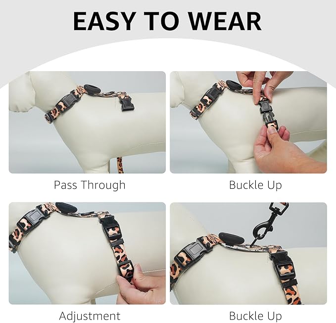 SCENEREAL Adjustable Cat Harness and Leash Set with AirTag Holder, Escape-Proof Design for Small to Large Cats, Lightweight Soft Travel Harness, Pink Strawberry