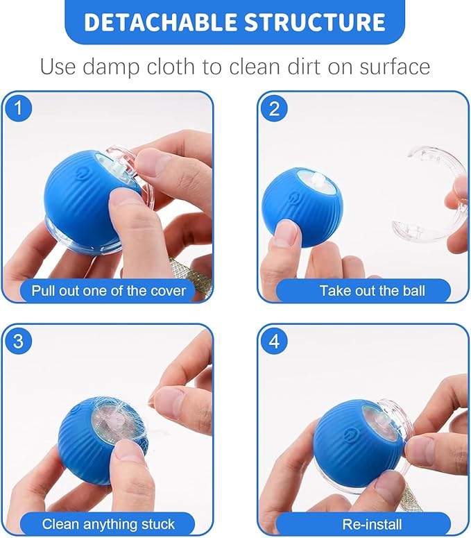 Interactive Cat Toys for Indoor Cats Smart Automatic Ball Rolling for Bored Kitten Pet Upgraded Speedy Moving Chase Dogs Toy Mothers Day Gifts Blue