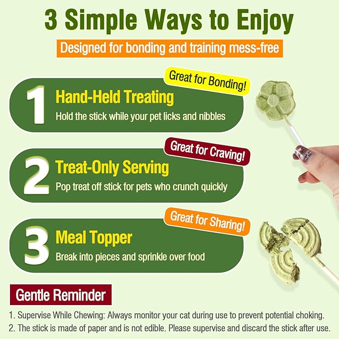 Freeze Dried Cat Treats, Cat Lollipop Treats Cat Grass Treats, Chicken Lollipops, High-Protein Nutrient Snacks - Interactive Cat Toy & Food Toppers (21pcs)
