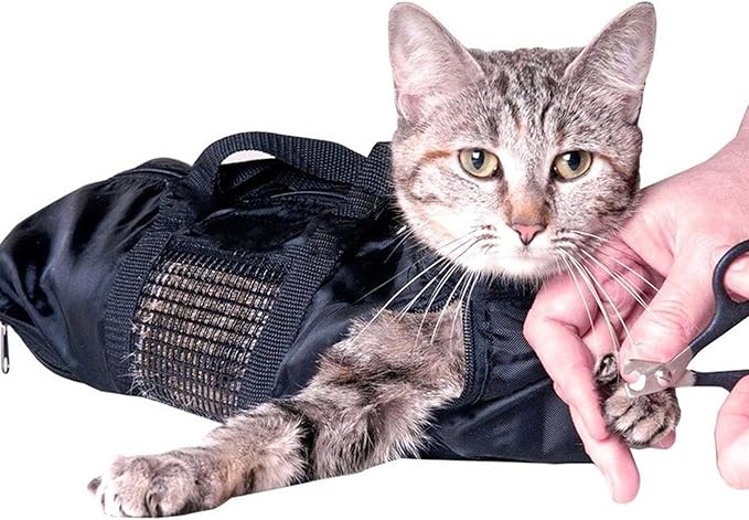 Cat Grooming Bag Restraint Cats Nail Clipping Cleaning Grooming Bag for Cuting Nails, Bathing, Nail Trim Cleanning