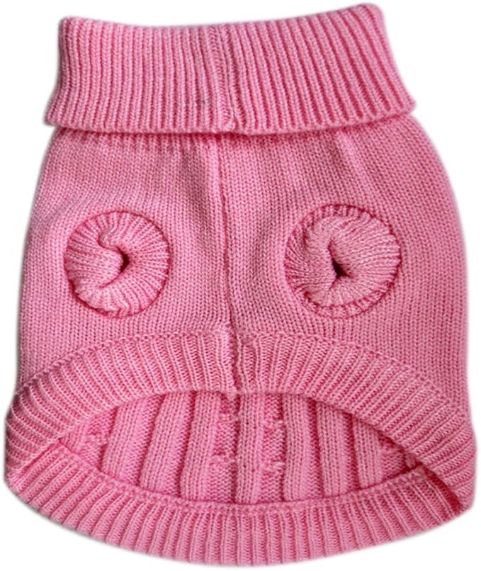 Tangpan Turtleneck Classic Straw-Rope Pro Pet Dog Sweater Apparel (Pink,XXL)