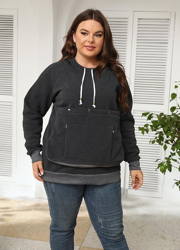 Unisex Cat Pouch Hoodie Long Sleeve Kitten Puppy Holder Hoodies Front Large Pouch Pet Carrier Sweatshirt