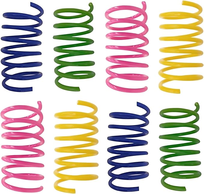 Cat Springs Toys 60 Packs for Indoor Cats,Colorful & Durable Plastic Spring Coils Attract Cats for Swatting Biting Hunting Interactive Cat Toys