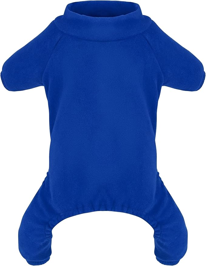 Velvet Dog Pajamas Stretchy Pet Clothes Puppy Jumpsuit Solid Color Cat Clothes for Small Pet Dog and Cat (Dark Blue, Medium)