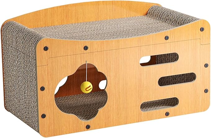 Generic Cat Scratcher House Cat Scratch Bed Supplies Durability Prevents Furniture Damage with Teasing Ball Grinding Claw Kitten Toy, 56cmx29cmx32cm