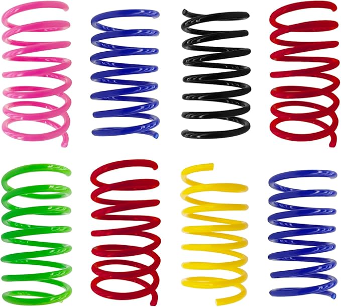 6Colors Plastic Spring Cat Toys, 90 Pack Spiral Springs for Indoor Cats to Swat, Bite, Hunt, Interactive Toys for Cats and Kittens