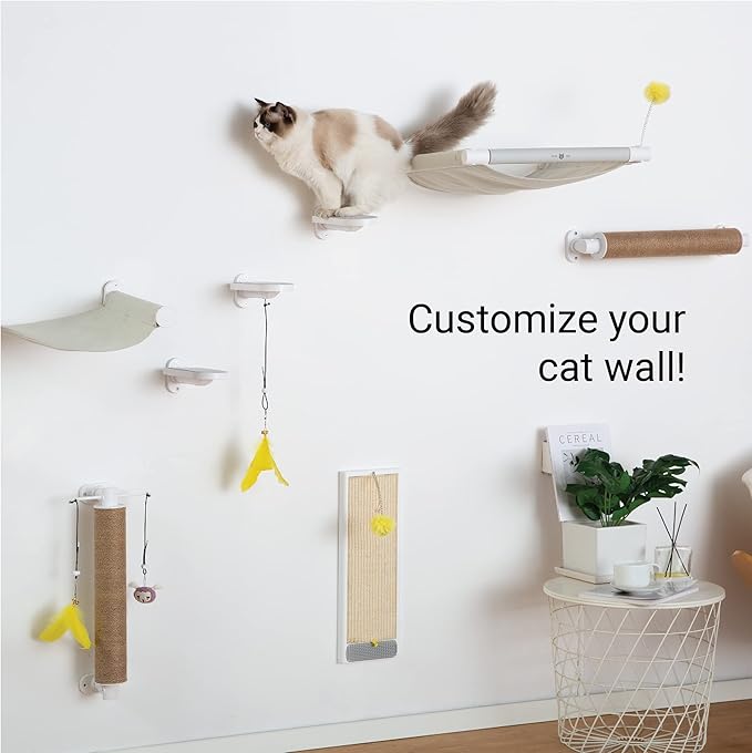 SVD.PET 3-Pack Cat Climbing Stairs with Replaceable Felt Pad, Cat Shelves & Toys for Medium & Large Cats (White)
