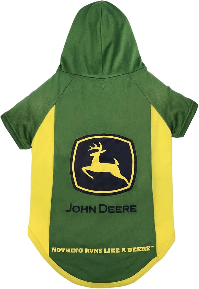 Pets First John Deere Dog Hoodie T-Shirt, Small. Warm Pet Clothing with Hood for Pets, Dogs, Cats, Puppies, Kittens. Soft, Comfortable, Stretchable, Durable Pet Hoody CAT Tee Shirt & Jacket